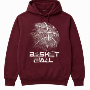 2508260001-Distressed Basketball Graphic Apparel Hoodie Distressed Basketball Hoodie