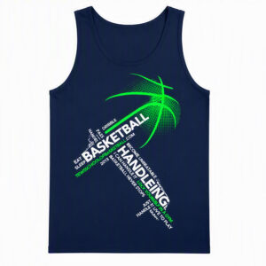 2508260003-Basketball Handling Typography Graphic Apparel Tank Top Basketball Handling Typography Tank Top
