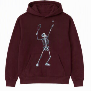 2508260008-Skeleton Racket Player Graphic Apparel Hoodie Skeleton Racket Player Hoodie