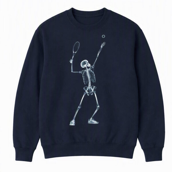 2508260015-Skeleton Racket Player Graphic Apparel Sweatshirt Skeleton Racket Player Sweatshirt