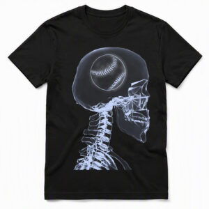 2508260017-X-Ray Baseball Skull Graphic Apparel T-Shirt X-Ray Baseball Skull T-Shirt