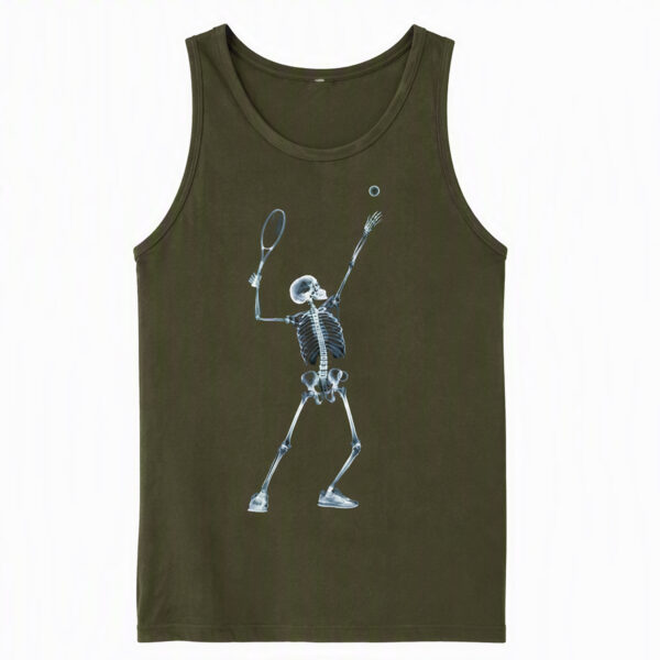 2508260028-Skeleton Racket Player Graphic Apparel Tank Top Skeleton Racket Player Tank Top