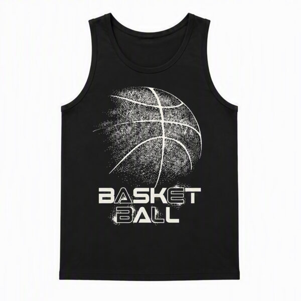 2508260033-Distressed Basketball Graphic Apparel Tank Top Distressed Basketball Tank Top