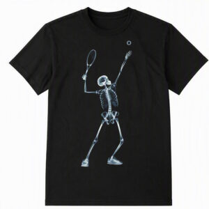2508260052-Skeleton Racket Player Graphic Apparel T-Shirt Skeleton Racket Player T-Shirt